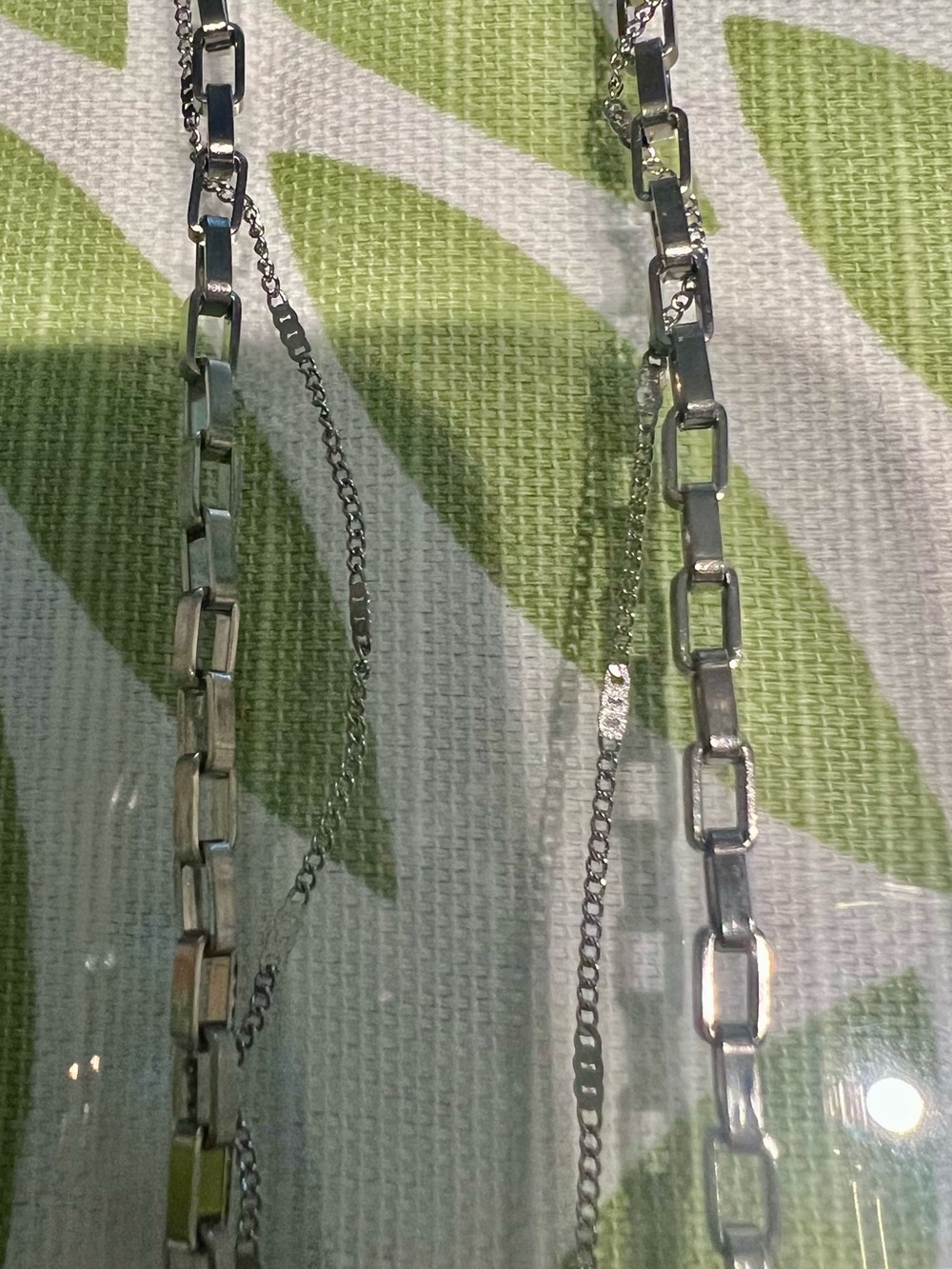 Silver color Chain Necklace - Rectangular Link Design